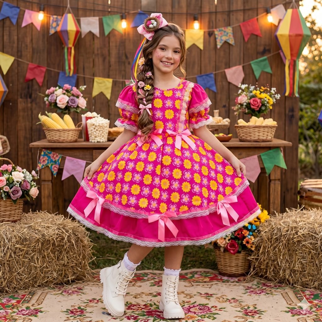 Vestidos Junino Mimadine Luxo Maisa Pink