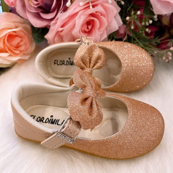 Sapatilha Flor Di Mila Bronze Gliter