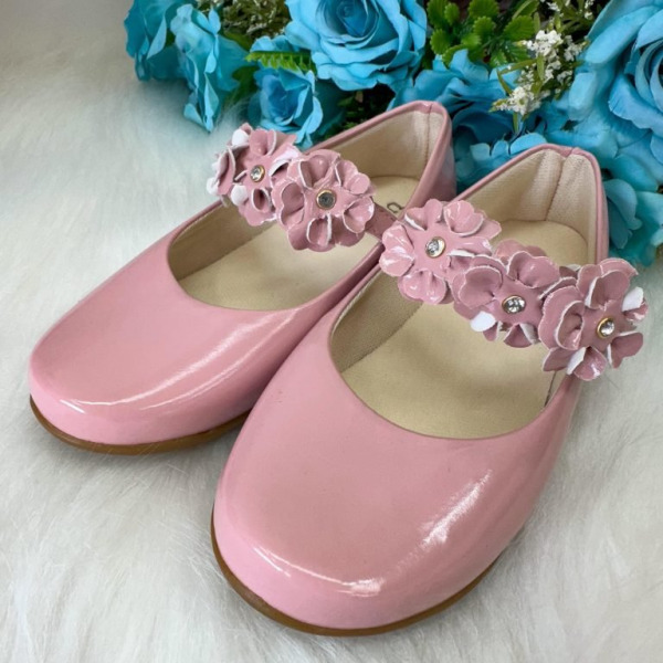 Sapatilha Bruninha Flores Nude – Rose