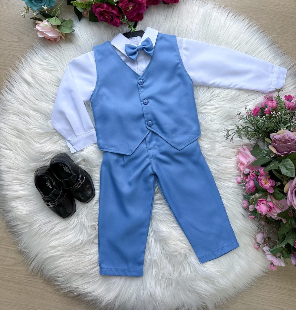 Conjunto Miss Cherry Social Leonardo Colete Azul Serenity