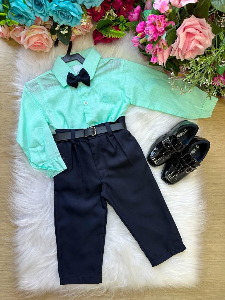 Conjunto Masculino Miss Cherry Social Verde Linho Com Calça