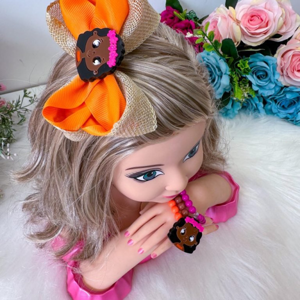 Laço Belli Tematico Moana + Pulseiras