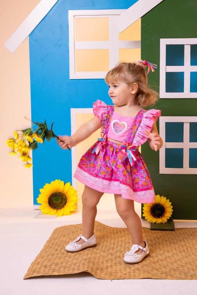 Romper/Vestido Princesa Belli Junino Rosa