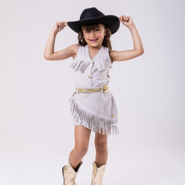 Conjunto Blogueirinha Boiadeira Maraisa Jeans Off