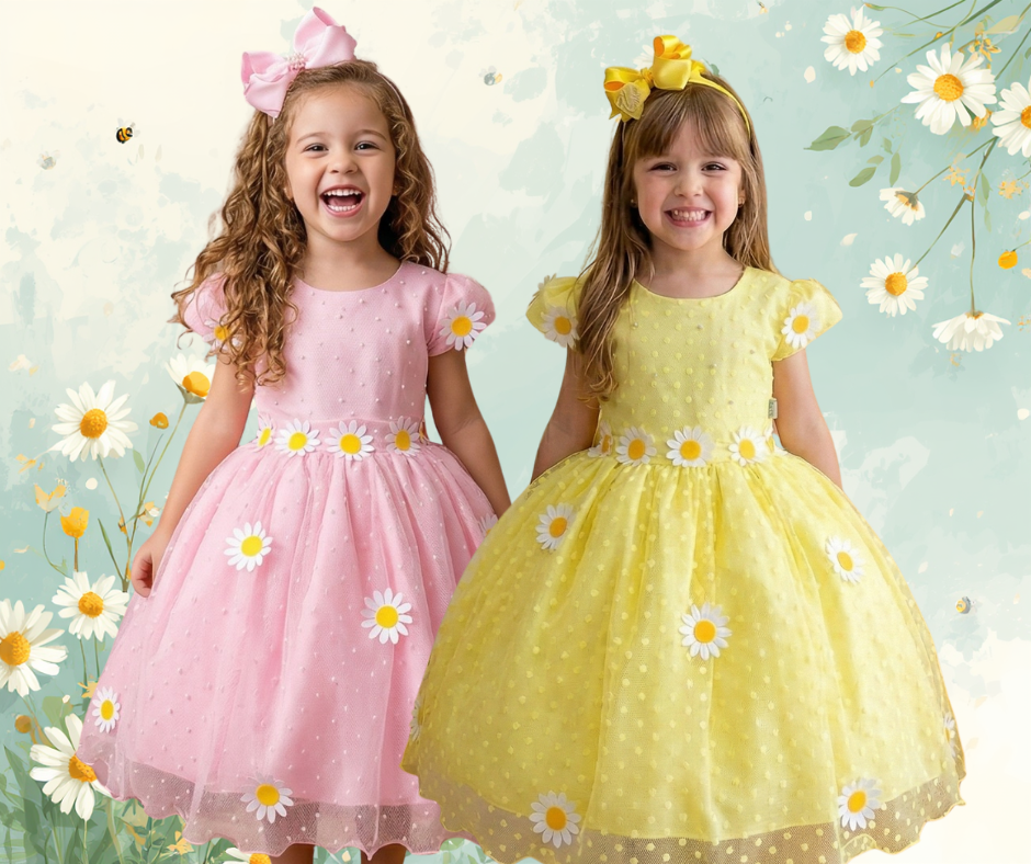 Vestido Marie Jardim Encantado Margaridas + Saiote