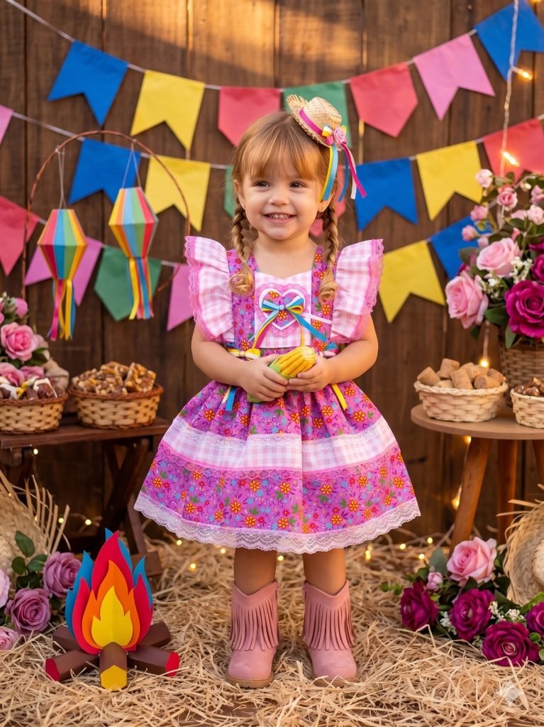 Romper/Vestido Princesa Belli Junino Quermesse Baby