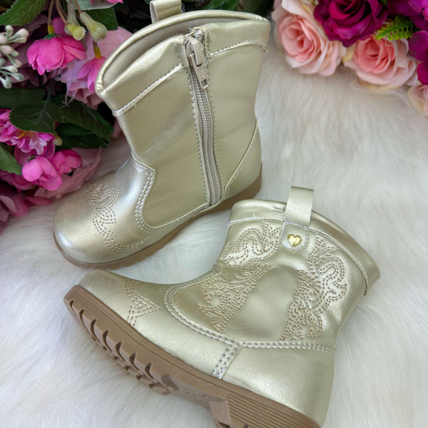 Bota/ Coturno Flor Di Mila Boiadeira Texana Liz Dourado