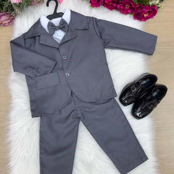 Conjunto Social Miss Cherry Jorge Terno Cinza Grafite