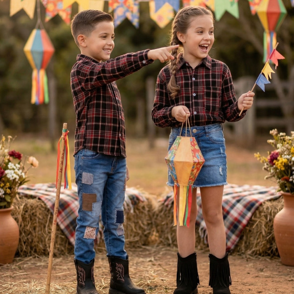 Camisa Flanelado Xadrez Junina Bento Preto