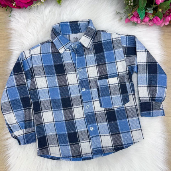Camisa Flanelada Xadrez Junina James Azul