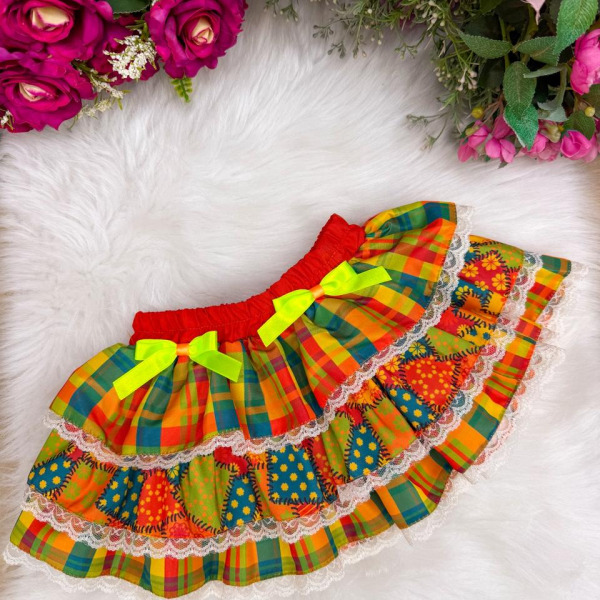 Saia Mini Miss Junino Estrela do Sertão Laranja