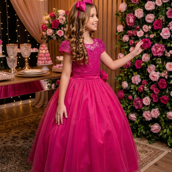 Vestido Mini Miss Longo Carol Pink