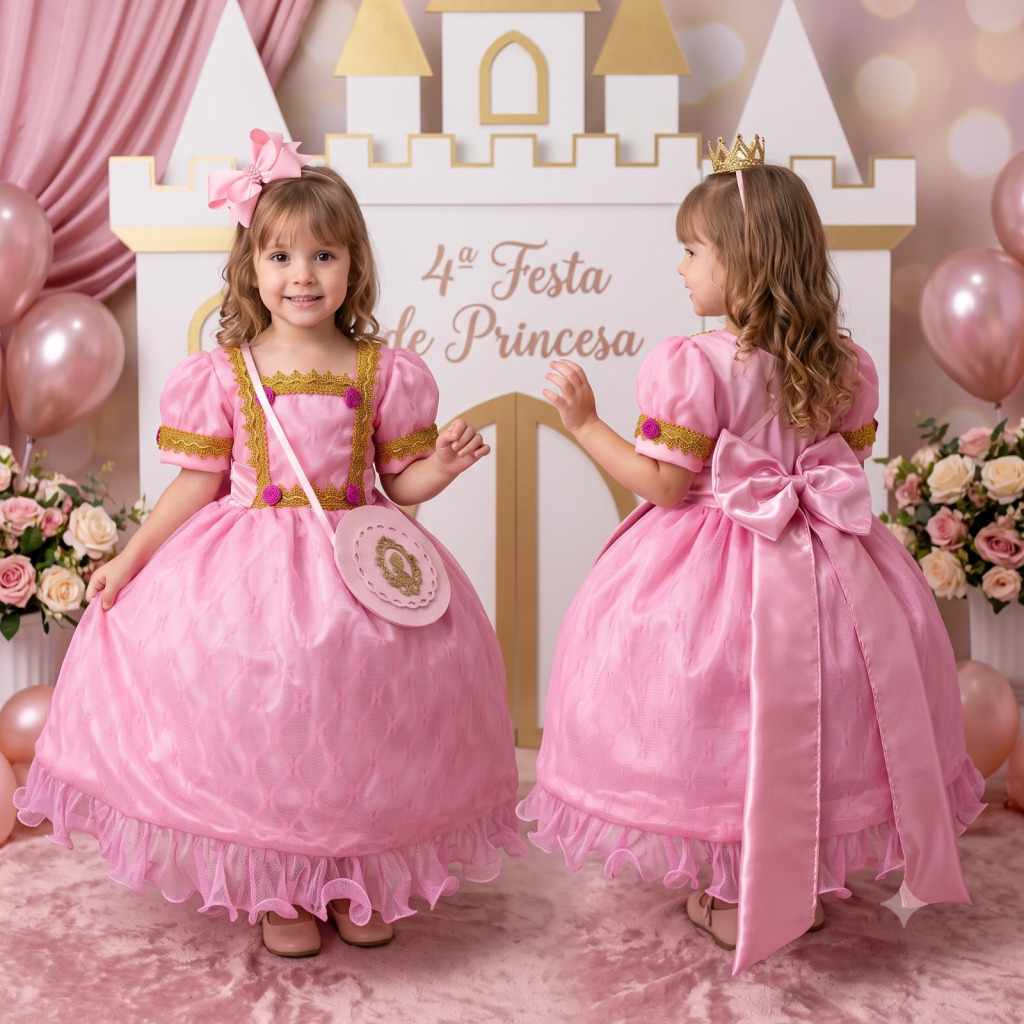 Fantasia Princesa Belli Doce Realeza Princesa Rosa